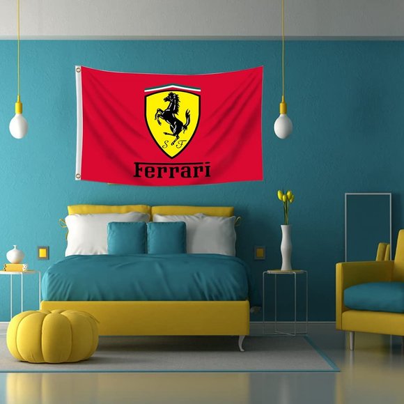 Ferrari Racing Flag Wall Banner Tapestry for Garage Dorm Man Cave Room College - Picture 2 of 2